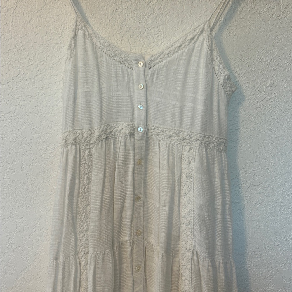 Patrons of Peace White Lace Tiered Maxi Dress S